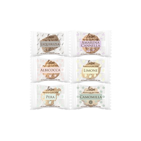 Biscotti al burro Frutta e Meditazione - gusti assortiti - Loison - scatola da 200 biscotti