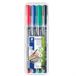 Pennarello Lumocolor Permanent 313 - punta 0,4 mm - colori assortiti - Staedtler - astuccio 4 colori