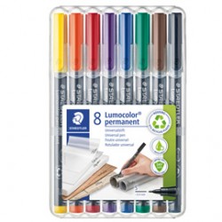 Pennarello Lumocolor Permanent 313 - punta 0,4 mm - colori assortiti - Staedtler - astuccio 8 colori