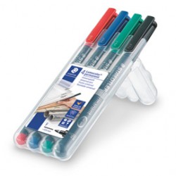 Pennarello Lumocolor Permanent 318 - punta 0,6 mm - colori assortiti - Staedtler - astuccio 4 colori