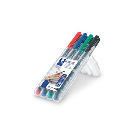 Pennarello Lumocolor Permanent 318 - punta 0,6 mm - colori assortiti - Staedtler - astuccio 4 colori