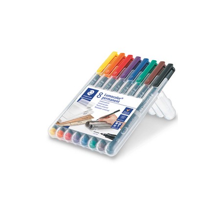 Pennarello Lumocolor Permanent 318 - punta 0,6 mm - colori assortiti - Staedtler - astuccio 8 colori