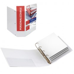 Raccoglitore personalizzabile Stelvio TI - 4 anelli a Q 65 mm - dorso 9 cm - 22 x 30 cm - bianco - Sei Rota
