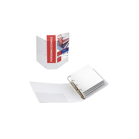 Raccoglitore personalizzabile Stelvio TI - 4 anelli a Q 65 mm - dorso 9 cm - 22 x 30 cm - bianco - Sei Rota