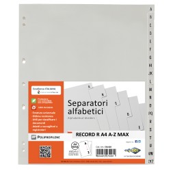 Separatore alfabetico A/Z Record R - PP - 24,5 x 30 cm - A4 maxi - grigio - Sei Rota
