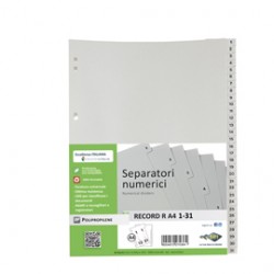 Separatore numerico 1/31 Record R - PP - 21 x 29,7 cm - A4 - grigio - Sei Rota