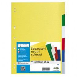 Separatore Record S - 6 tasti - PPL - 15 x 21 cm - A5 - multicolore - Sei Rota