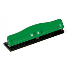 Perforatore 840 - max 8 fogli - 4 fori regolabili - passo 6/8 cm - verde - Lebez