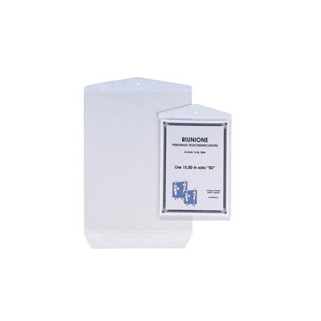 Buste Porta Avvisi Appendicartello - PVC - 15 x 21 cm - trasparente - Sei Rota - conf. 10 pezzi