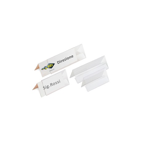 Portanome da tavolo Prisma - 10 x 5 cm - PVC trasparente - Sei Rota - conf. 10 pezzi