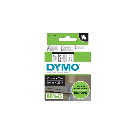 Nastro D1 standard 436100 - 6 mm x 7 mt - PL - nero/trasparente - Dymo