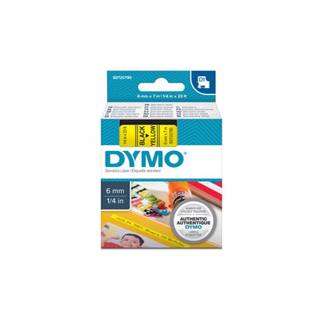 Nastro D1 436180 - 6 mm x 7 mt - nero/giallo - Dymo