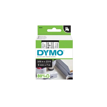 Nastro D1 standard 409100 - 9 mm x 7 mt - PL - nero/trasparente - Dymo