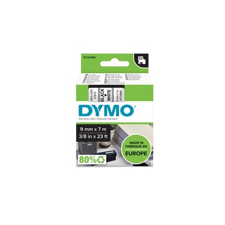 Nastro D1 409130 - 9 mm x 7 mt - nero/bianco - Dymo