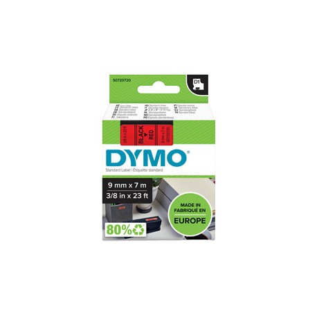 Nastro D1 standard 409170 - 9 mm x 7 mt - PL - nero/rosso - Dymo