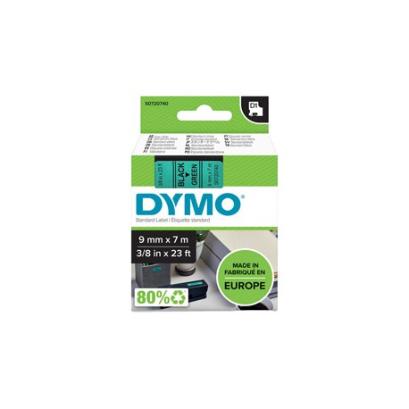 Nastro D1 standard 409190 - 9 mm x 7 mt - PL - nero/verde - Dymo