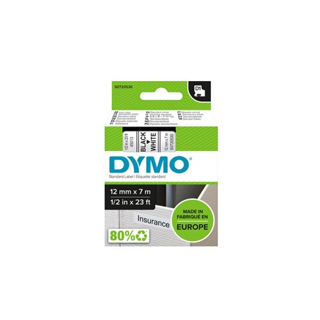 Nastro D1 standard 450130 - 12 mm x 7 mt - PL - nero/bianco - Dymo