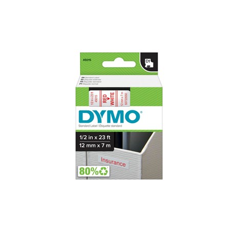 Nastro D1 standard 450150 - 12 mm x 7 mt - PL - rosso/bianco - Dymo