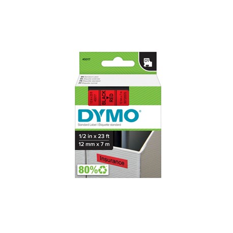 Nastro D1 450170 - 12 mm x 7 mt - nero/rosso - Dymo