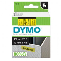 Nastro D1 standard 450180 - 12 mm x 7 mt - PL - nero/giallo - Dymo