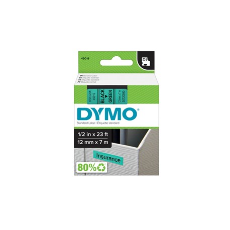 Nastro D1 450190 - 12 mm x 7 mt - nero/verde - Dymo