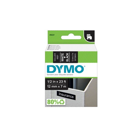 Nastro D1 standard 450210 - 12 mm x 7 mt - PL - bianco/nero - Dymo