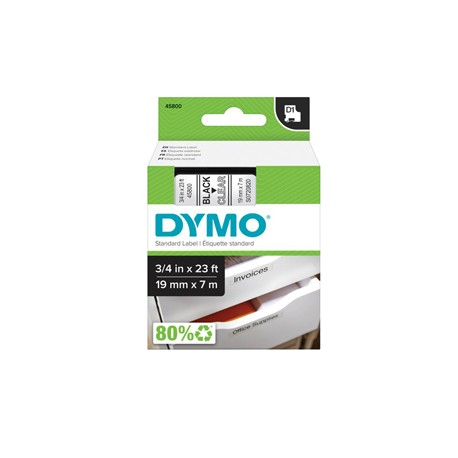 Nastro D1 458000 - 19 mm x 7 mt - nero/trasparente - Dymo