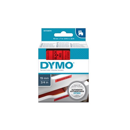 Nastro D1 458070 - 19 mm x 7 mt - nero/rosso - Dymo