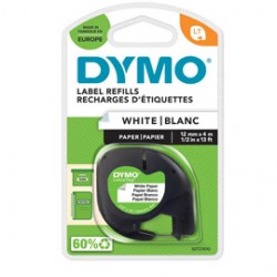 Nastro Letratag  912000 - 12 mm x 4 mt -carta -  bianco - Dymo