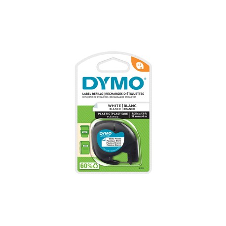 Nastro Letratag 912010 - 12 mm x 4 mt - plastica - bianco - Dymo