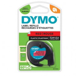Nastro Letratag 912030 - 12 mm x 4 mt - plastica - rosso - Dymo