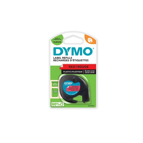 Nastro Letratag 912030 - 12 mm x 4 mt - plastica - rosso - Dymo