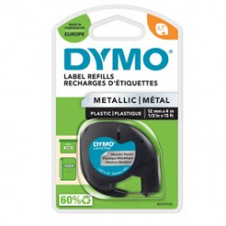 Nastro Letratag 912080 - 12 mm x 4 mt - metallo - argento - Dymo