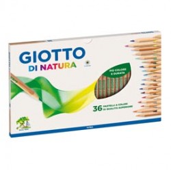 Pastelli colorati Natura - diametro mina 4 mm - legno di cedro - colori assortiti - Giotto - astuccio 36 pezzi