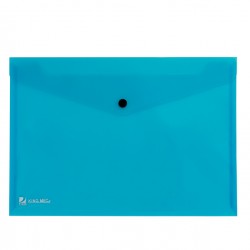Busta con bottone Pull - A4 - PP - azzurro - King Mec