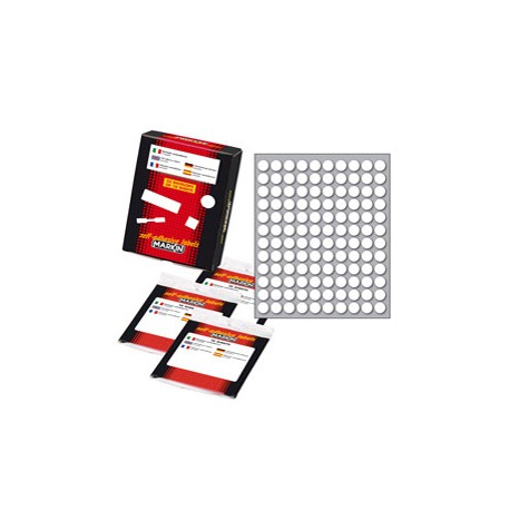 Etichette adesive tonde - in carta - permanenti - diametro 10 mm - 120 et/fg - 10 fogli - bianco - Markin
