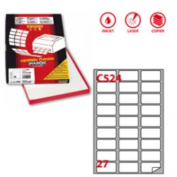 Etichette adesive C/524 - in carta - permanenti - 56 x 28 mm - 27 et/fg - 100 fogli - bianco - angoli tondi - Markin