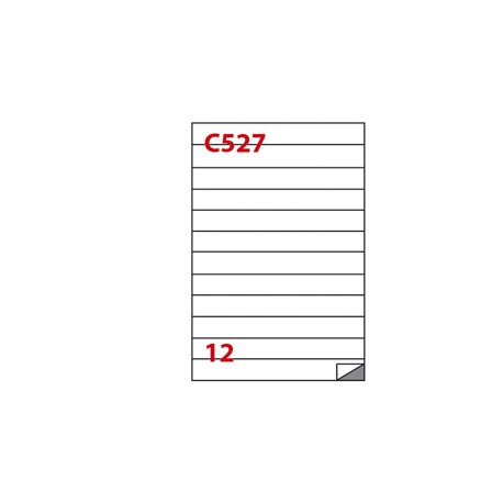 Etichette adesive C/527 - in carta - permanenti - 210 x 24,75 mm - 12 et/fg - 100 fogli - bianco - Markin