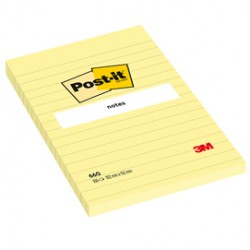 Blocco foglietti - 660 - a righe - 102 x 152 mm - giallo Canary™ - 100 fogli - Post it®