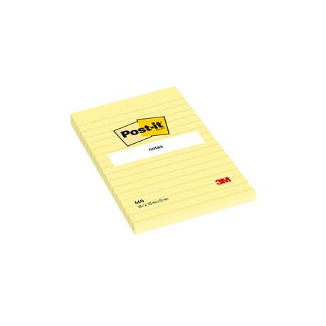 Blocco foglietti - 660 - a righe - 102 x 152 mm - giallo Canary™ - 100 fogli - Post it®