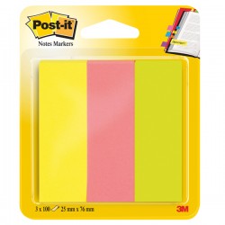 Segnapagina Post it® in carta - 671-3 - 25 x 76 mm - 3 colori Neon - Post it® - conf. 300 pezzi