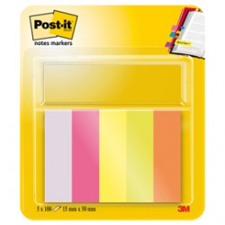 Segnapagina Post it® in carta - 670-5 - 15 x 50 mm - 5 colori Neon - Post it® - conf. 500 pezzi