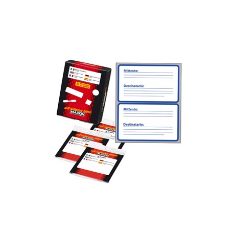 Etichette adesive - in carta - permanenti - 115 x 70 mm - 2 et/fg - 10 fogli - mittente/destinatario - bianco - Markin