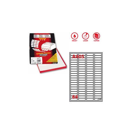 Etichette adesive A/405 - in carta - permanenti - 46 x 11,1 mm - 84 et/fg - 100 fogli - bianco - angoli tondi - Markin