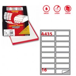 Etichette adesive A/435 - in carta - permanenti - 99,1 x 34 mm - 16 et/fg - 100 fogli - bianco - angoli tondi - Markin