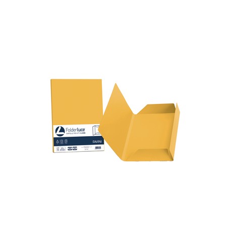 Cartellina 3 lembi Luce - 200 gr - A4 - cartoncino bristol - giallo oro - Favini - conf. 25 pezzi