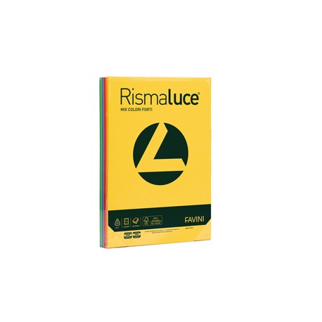 Carta Rismaluce - A4 - 200 gr - mix 8 colori - Favini - conf. 125 fogli