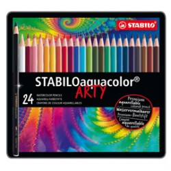 Pastello Aquacolor 1624 - tratto 2,80 mm - colori assortiti - Stabilo - astuccio 24 pezzi