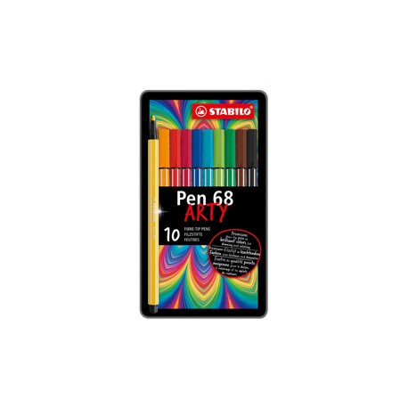 Pennarelli Pen 68 - colori assortiti - Stabilo - scatola in metallo 10 pezzi