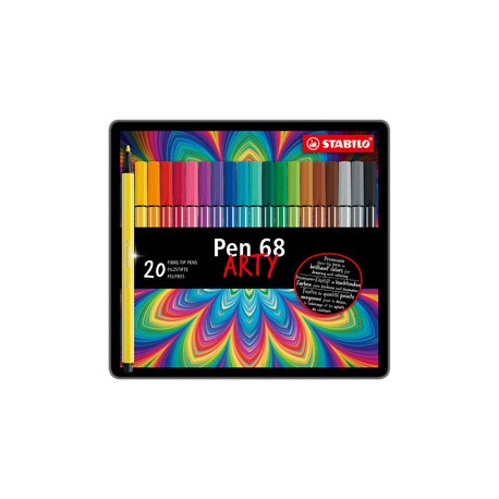 Pennarelli Pen 68 - colori assortiti - Stabilo - scatola in metallo 20 pezzi